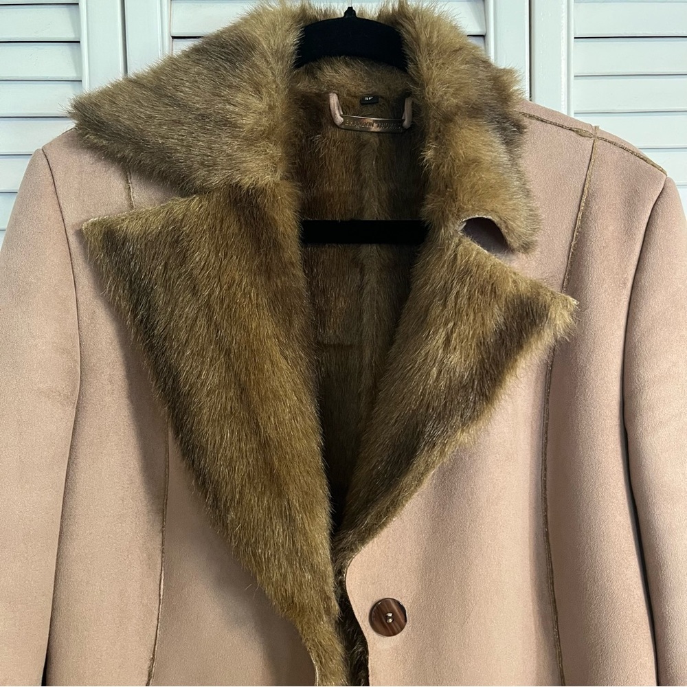 Brandon Thomas Mid-length Faux Suede Leather Faux Fur Lined Coat - Size S - Picture 3 of 13